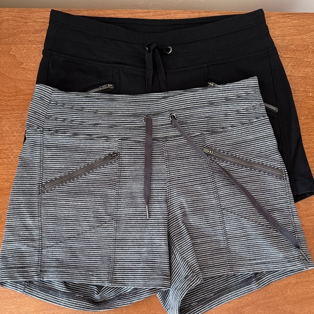 Athleta Black and Striped Athletic Shorts